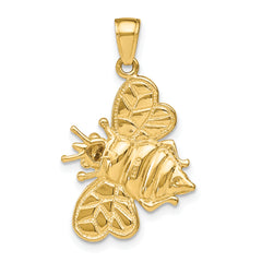 14k White Rhodium 3-D Bumblebee Charm