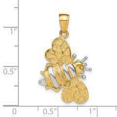14k White Rhodium 3-D Bumblebee Charm
