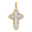 14K W/ Rhodium Lace Trim Cross Charm