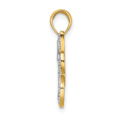 14k w/Rhodium Butterfly w/ White Beaded Wings Charm