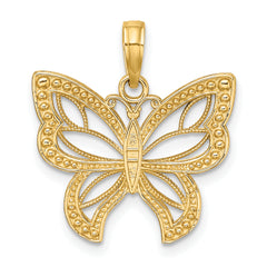 14k w/Rhodium Butterfly w/ White Beaded Wings Charm