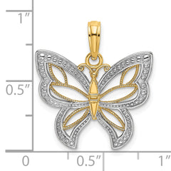 14k w/Rhodium Butterfly w/ White Beaded Wings Charm