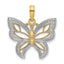 Butterfly Charm in 14K Two-Tone Gold with Beaded Wings, 23mm - Sophia Jewelers