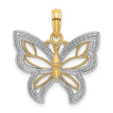 14k w/Rhodium Butterfly w/ White Beaded Wings Charm