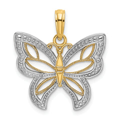 14k w/Rhodium Butterfly w/ White Beaded Wings Charm