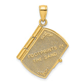 14K w/Rhodium 3-D Footprints Book W/ Prayer Inside Charm