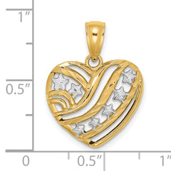 14k w/Rhodium Stars and Stripes Heart Charm