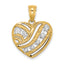 Stars and Stripes Heart Charm in 14K Two-Tone Gold, 28mm Textured - Sophia Jewelers