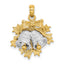 14k Two-Tone 3-D Christmas Bell and Holly Charm