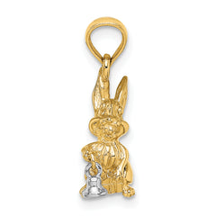 14k Two-Tone Moveable 3-D Bunny Rabbit Charm