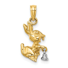 14k Two-Tone Moveable 3-D Bunny Rabbit Charm