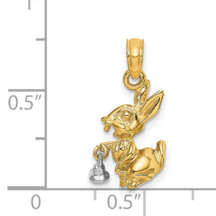 14k Two-Tone Moveable 3-D Bunny Rabbit Charm