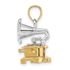 14K Two-Tone 3-D Moveable Phonograph Charm