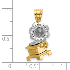 14K Two-Tone 3-D Moveable Phonograph Charm