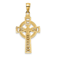 14k Two-tone Celtic Crucifix w/ Eternity Circle Charm