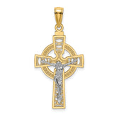 14k Two-tone Celtic Crucifix w/ Eternity Circle Charm