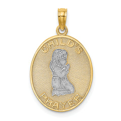 14k w/Rhodium Reversible CHILDS PRAYER w/Girl Charm