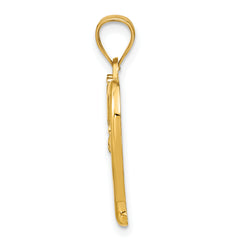 14k w/Rhodium Diamond-cut Heart Charm