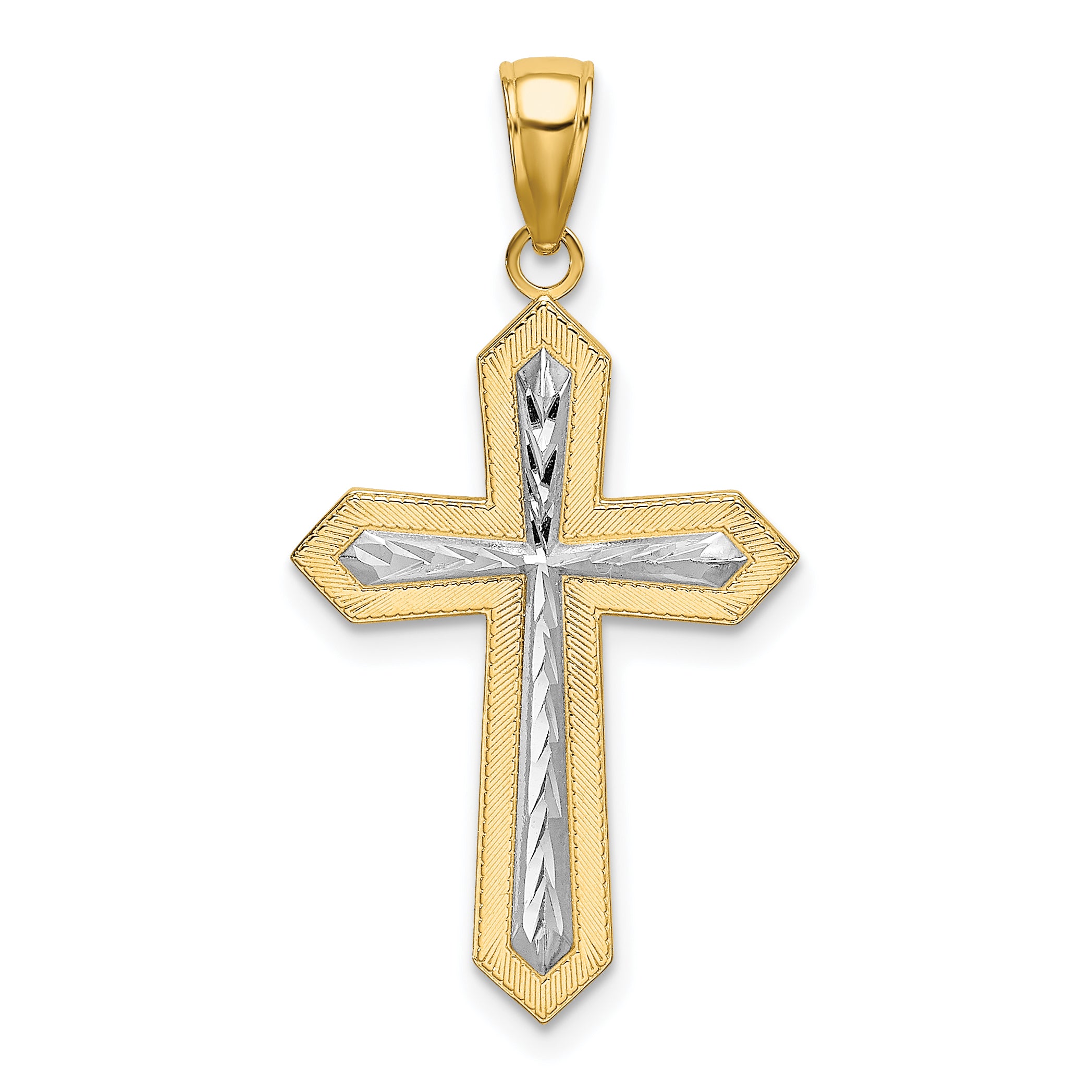 14K W/ Rhodium Center Cross Charm