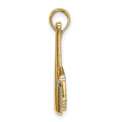 14K Baseball Bat With Rhodium Ball Charm
