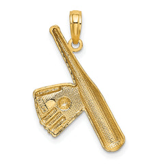 14K Baseball Bat With Rhodium Ball Charm