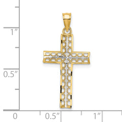 14K W/ Rhodium Cross Charm