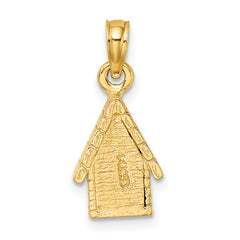 14k Two-tone 3-D Dog Inside Dog House Charm