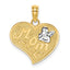 Mom and Angel Heart Charm in 14K Two-Tone Gold, 19mm Textured - Sophia Jewelers
