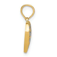 14k w/Rhodium Diamond-cut Heart Charm