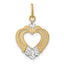 14k w/Rhodium Diamond-cut Textured Heart Charm