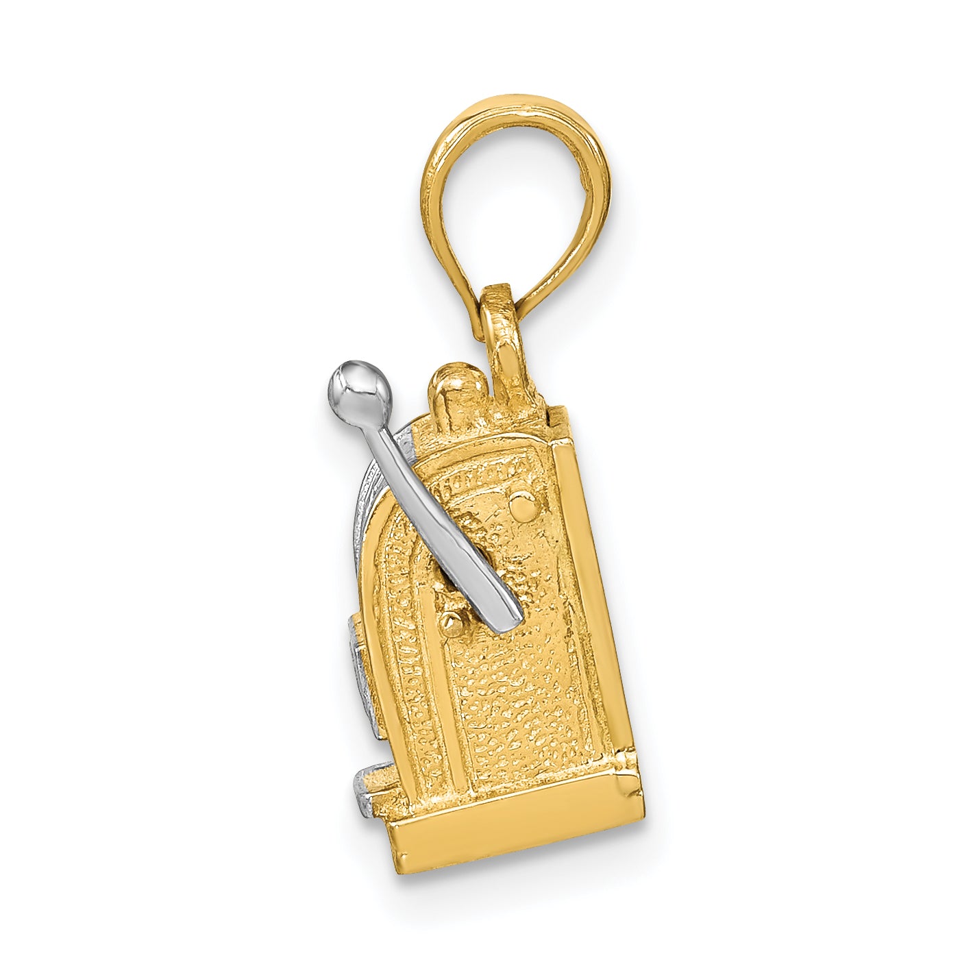 14k Rhodium 3D Slot Machine w/Moveable Handle Charm