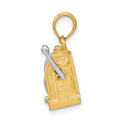 14k Rhodium 3D Slot Machine w/Moveable Handle Charm