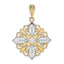 14k and White Rhodium Cut-out Cross Medallion Charm