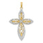Beaded Filigree Cross Charm in 14K Yellow Gold, 37mm - Sophia Jewelers