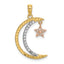 14k Two-tone with White Rhodium Moon with Moveable Star Charm