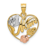 14k Yellow and Rose Gold w/White Rhodium #1 MOM Heart Charm