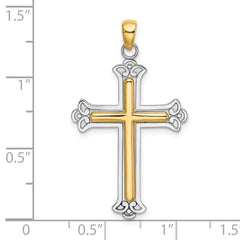 14K Two-tone Polished Cross Charm