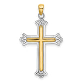 14K Two-tone Polished Cross Charm