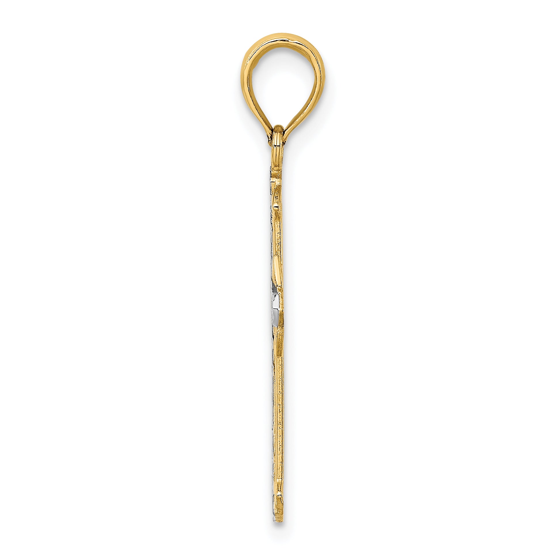 14K w/ Rhodium D/C Cross Charm