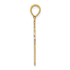 14K w/ Rhodium D/C Cross Charm