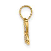 14k w/ Rhodium Diamond-cut Butterfly Charm