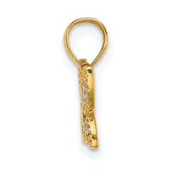 14k w/ Rhodium Diamond-cut Butterfly Charm