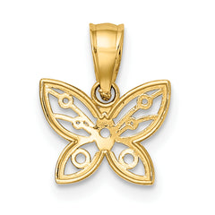14k w/ Rhodium Diamond-cut Butterfly Charm