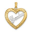 Grandma Heart Charm in 14K Two-Tone Gold, 23mm Diamond-Cut - Sophia Jewelers
