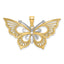Butterfly Charm in 14K Two-Tone Gold, 26mm Diamond-Cut - Sophia Jewelers