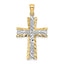Flower Cross Charm in 14K Two-Tone Gold, 25mm Diamond-Cut - Sophia Jewelers