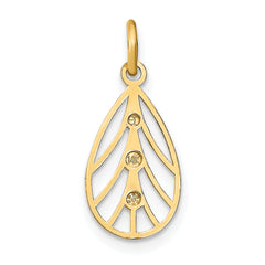 14K w/Rhodium D/C Small Teardrop Charm