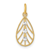 14K w/Rhodium D/C Small Teardrop Charm