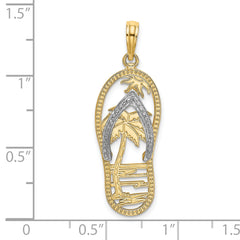 14K w/Rhodium Palm Tree Flip-Flop Charm