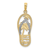 14K w/Rhodium Palm Tree Flip-Flop Charm